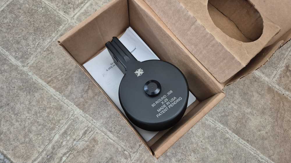X-25 DRUM MAGAZINE 7.62 NATO 308 WIN 50RD X-PRODUCTS KAC SR-25 FREE PMAG! -img-0