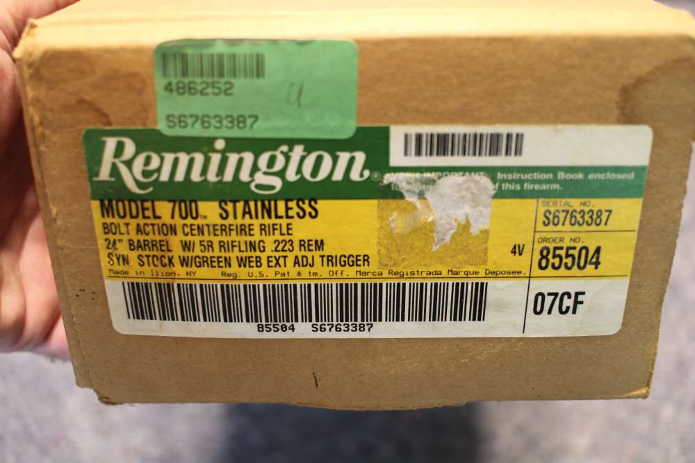 Remington 700 Stainless 5R 223 Green web stock, factory box, 1st Generation-img-3