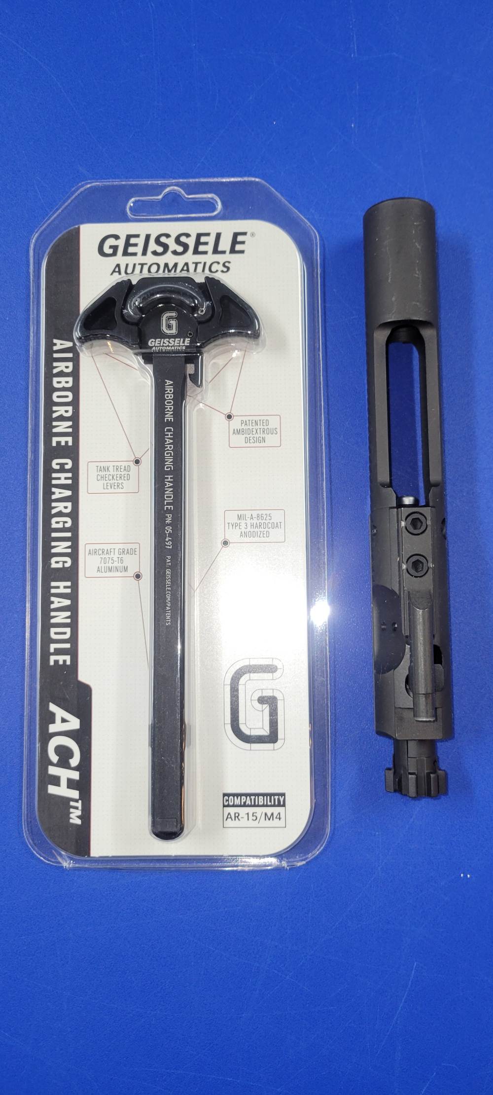 AR 15 M16 223 5.56 BCG Bolt Carrier Group & Geissele ACH Blk. Charge Handle-img-0