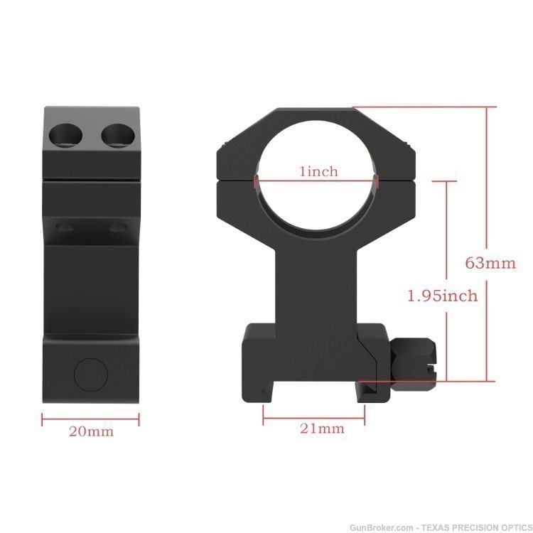 1" Inch Extra High 1.95 Heavy Duty Scope Rings Fits Weaver Picatinny -img-1