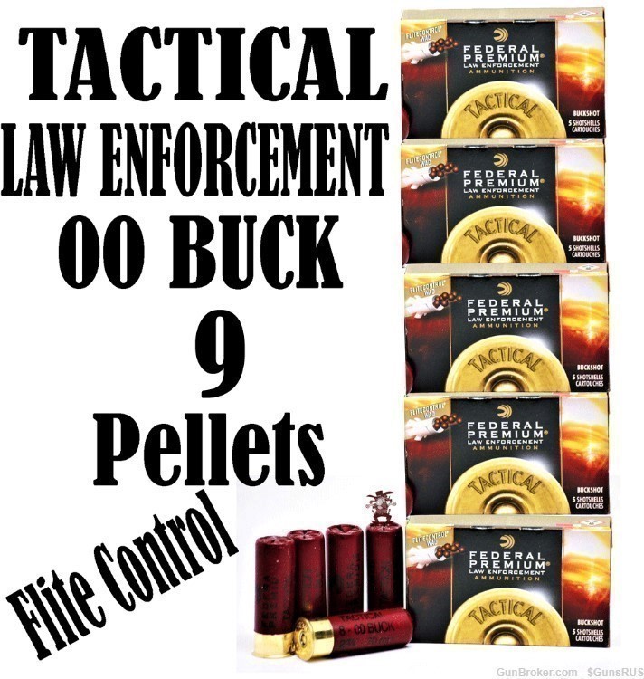 FEDERAL PREMIUM Flite Control 12 GA TACTICAL LE 00 BUCK 9 PEL 2¾" 25 Rds-img-0