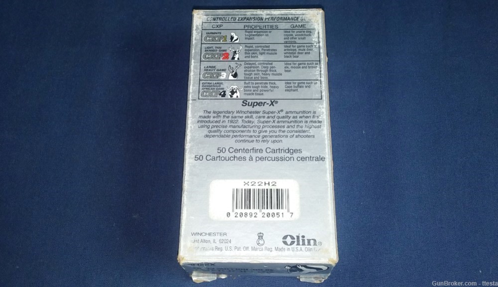1 Box, 50 Rounds of Winchester 22 Hornet Super-X 46 Grain Hollow Point-img-1