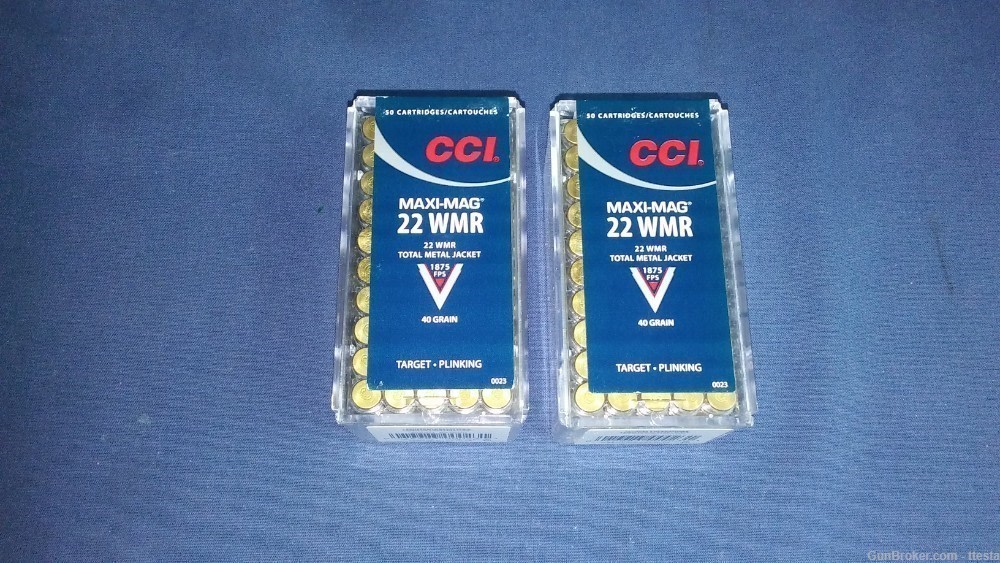 100 Rounds CCI 22 Winchester Magnum Full Metal Jacket WMR 22 Win Mag 40 gr-img-0