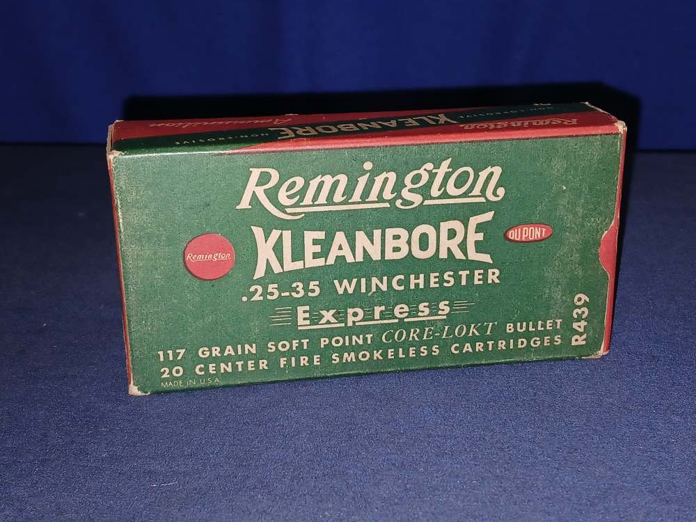 25-35 Winchester Remington UMC Dupont Kleanbore Cartridge Box & Ammo 20rds.-img-0