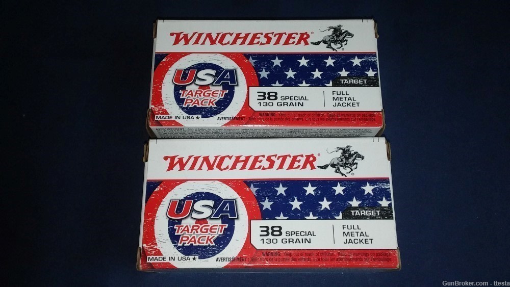 100 New Factory Rounds of 38 Special Winchester 130 Grain Full Metal Jacket-img-0