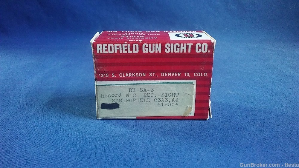 Redfield RE SA-3 Receiver Peep Sight Springfield M1903A3 A4 w/Box & Screws-img-18