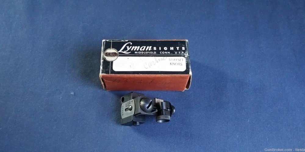 Lyman 57-C Receiver Peep Rifle Sight 30 US Carbine Stayset Knobs with Box-img-0