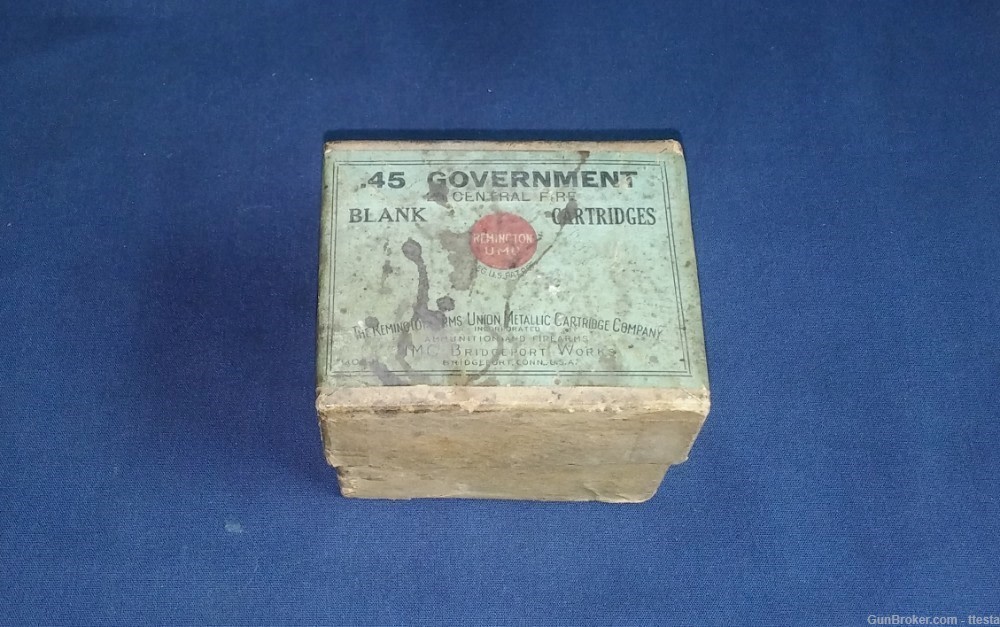 Vintage Remington UMC 45 Government Trapdoor Blanks Ammo  2-Piece Box 19rds-img-0