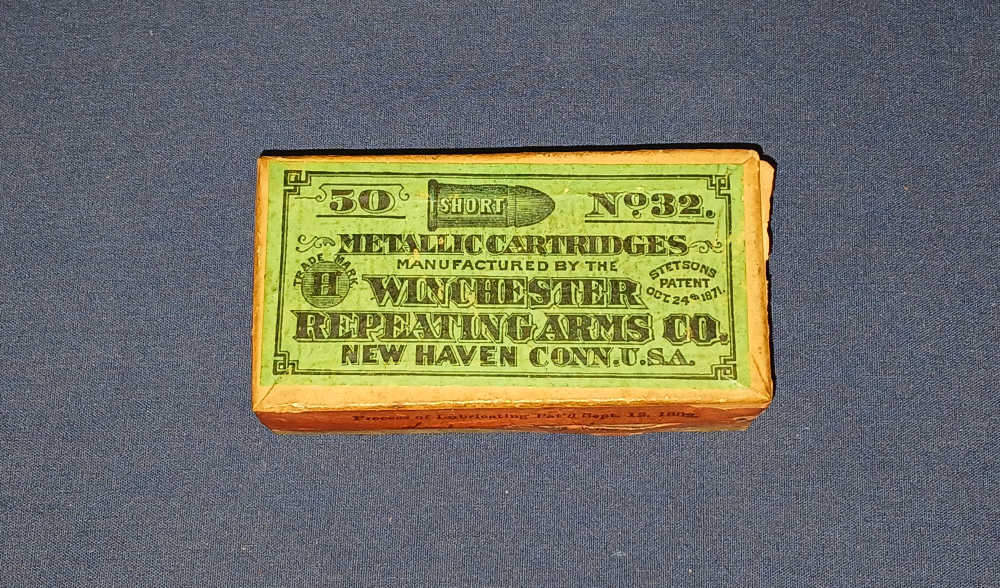 Winchester 32 Short Rimfire 2-Piece Box with 1871 Stetsons Patent - 50 rds.-img-0