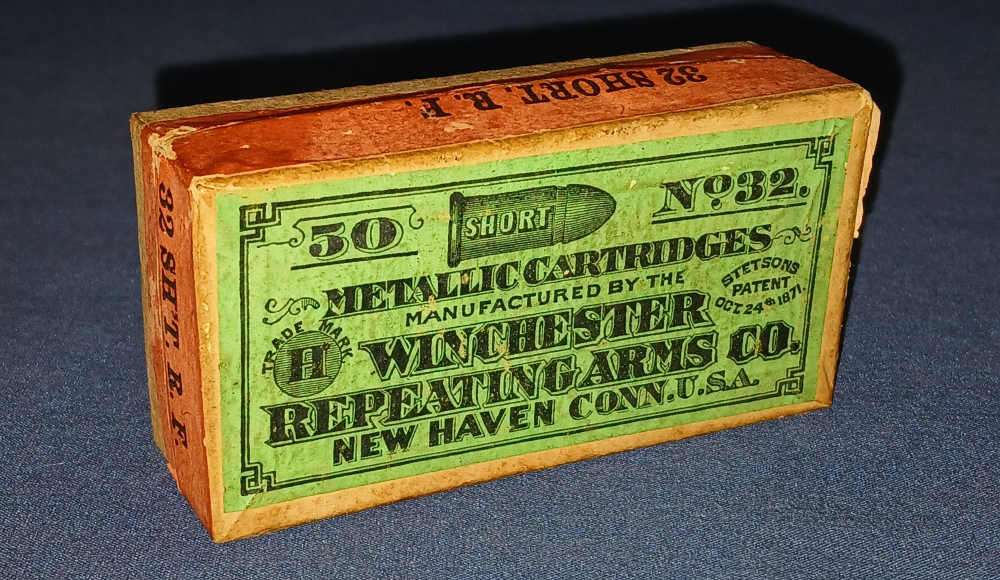 Winchester 32 Short Rimfire 2-Piece Box with 1871 Stetsons Patent - 50 rds.-img-6