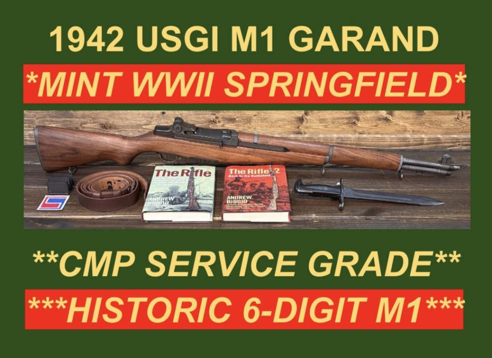 M1 GARAND SPRINGFIELD 1942 CMP SERVICE AMAZING 6-DIGIT U.S. RIFLE M1 WWII -img-0