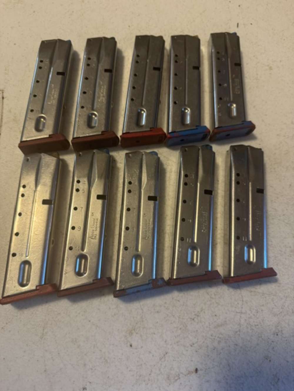 Lot of 10, S&W, 4006, 11 Round, 40S&W, Red Base, Magazines, Item P-633-img-0