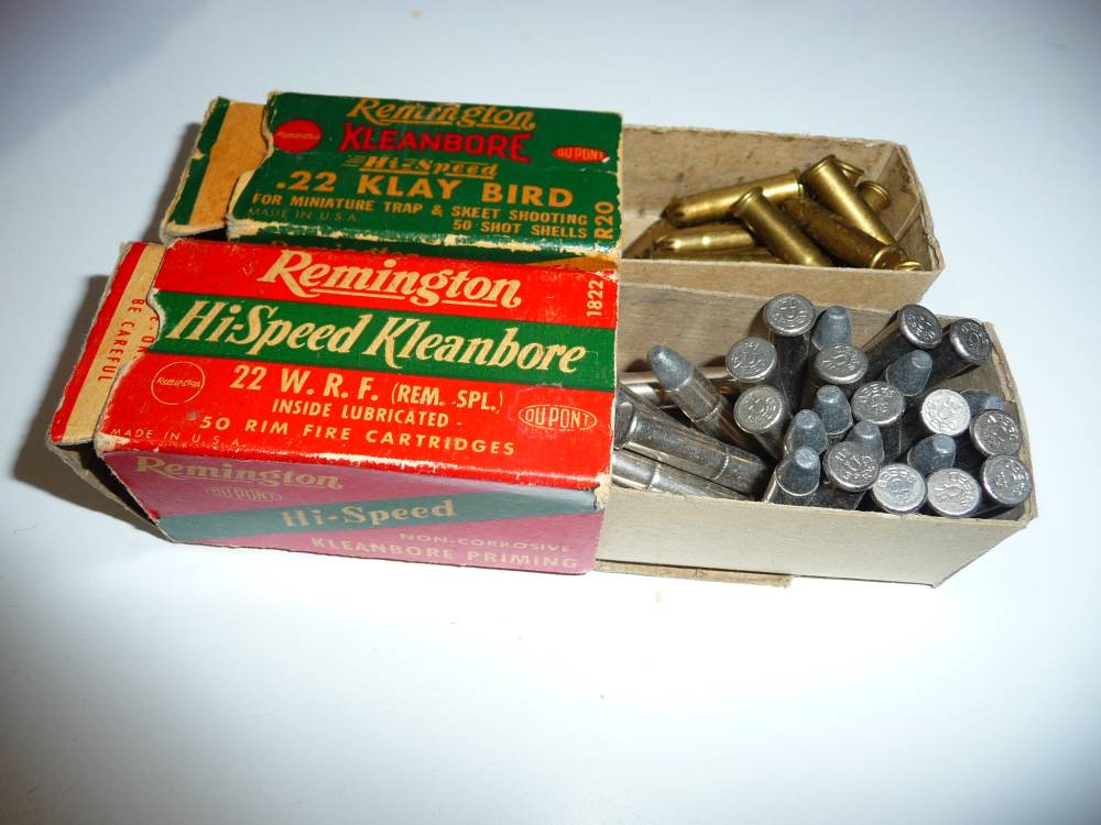2 OLD BOXES 22 REMINGTON ONE IN WRF AND A claybird-img-0