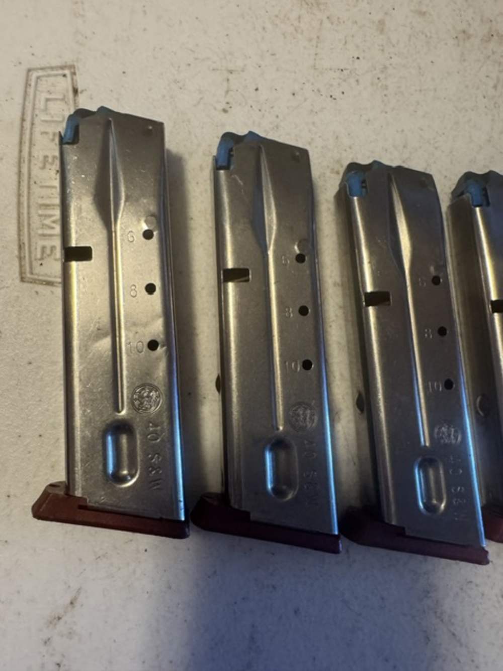 Lot of 5, S&W, 4006, 11 Round, 40S&W, Red Base, Magazines, Item P-634-img-6