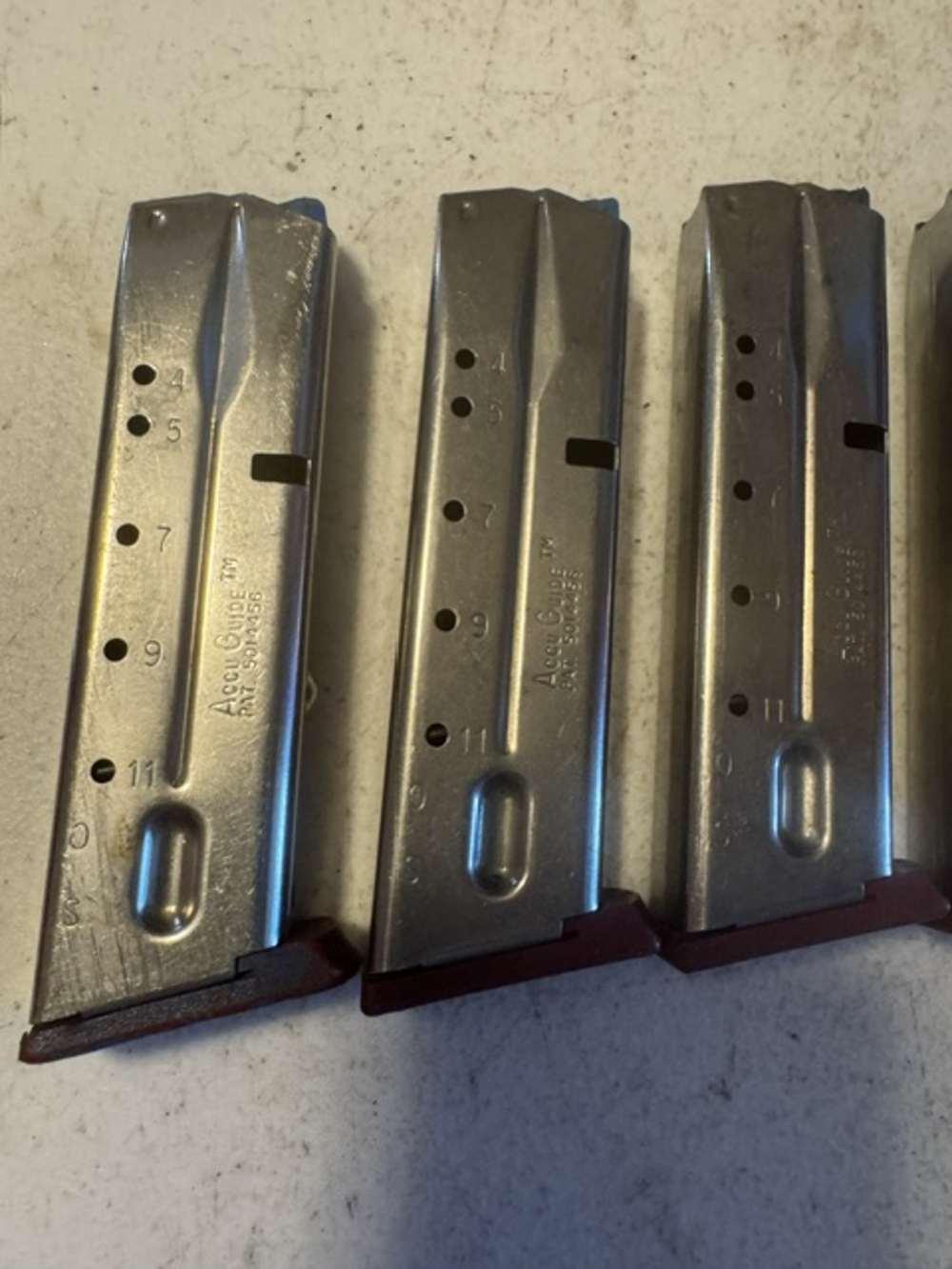 Lot of 5, S&W, 4006, 11 Round, 40S&W, Red Base, Magazines, Item P-635-img-1