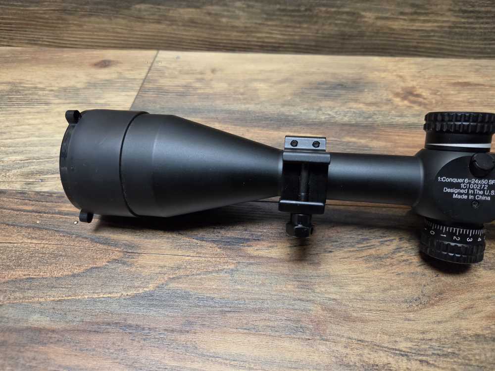 Like New Riton 1 Conquer 6-24x50 Side Focus Rifle Scope R3 W/Rings-img-7