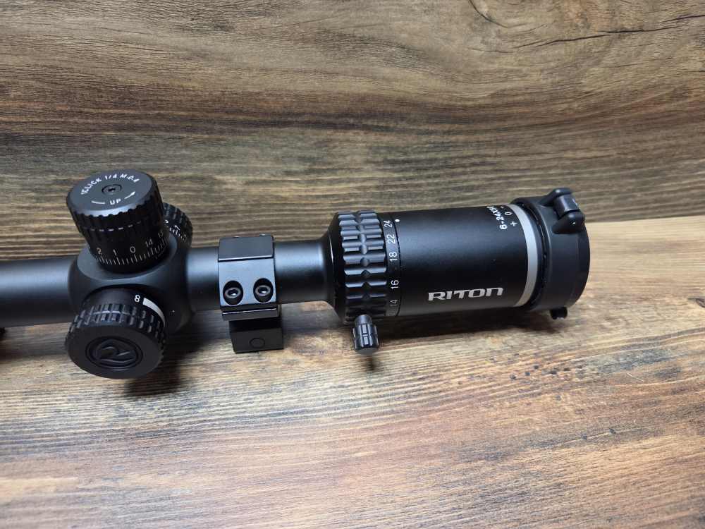 Like New Riton 1 Conquer 6-24x50 Side Focus Rifle Scope R3 W/Rings-img-1