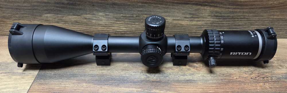 Like New Riton 1 Conquer 6-24x50 Side Focus Rifle Scope R3 W/Rings-img-0