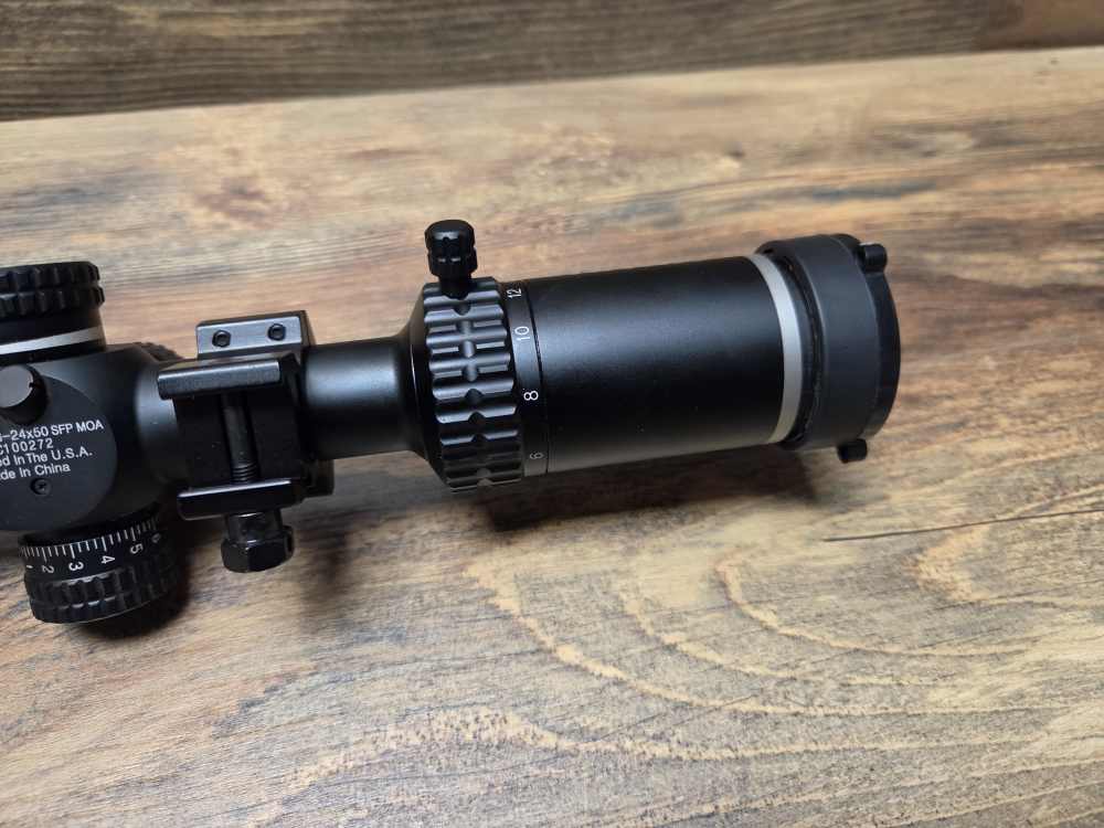 Like New Riton 1 Conquer 6-24x50 Side Focus Rifle Scope R3 W/Rings-img-5