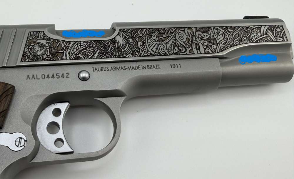 Altamont 1911 Taurus.  One of a kind.  Viking engraving.  Custom grips.-img-2