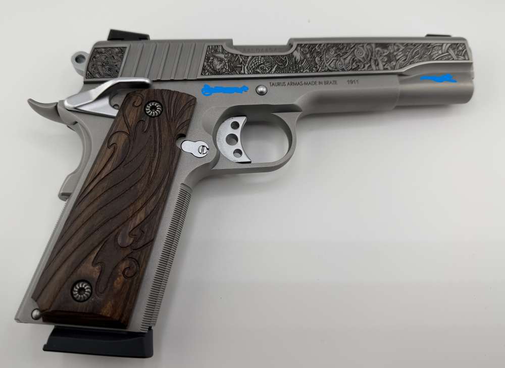Altamont 1911 Taurus.  One of a kind.  Viking engraving.  Custom grips.-img-0