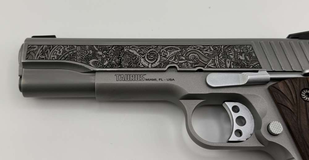 Altamont 1911 Taurus.  One of a kind.  Viking engraving.  Custom grips.-img-7