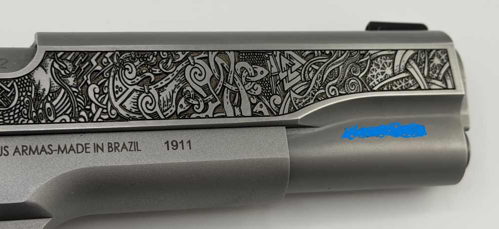 Altamont 1911 Taurus.  One of a kind.  Viking engraving.  Custom grips.-img-3