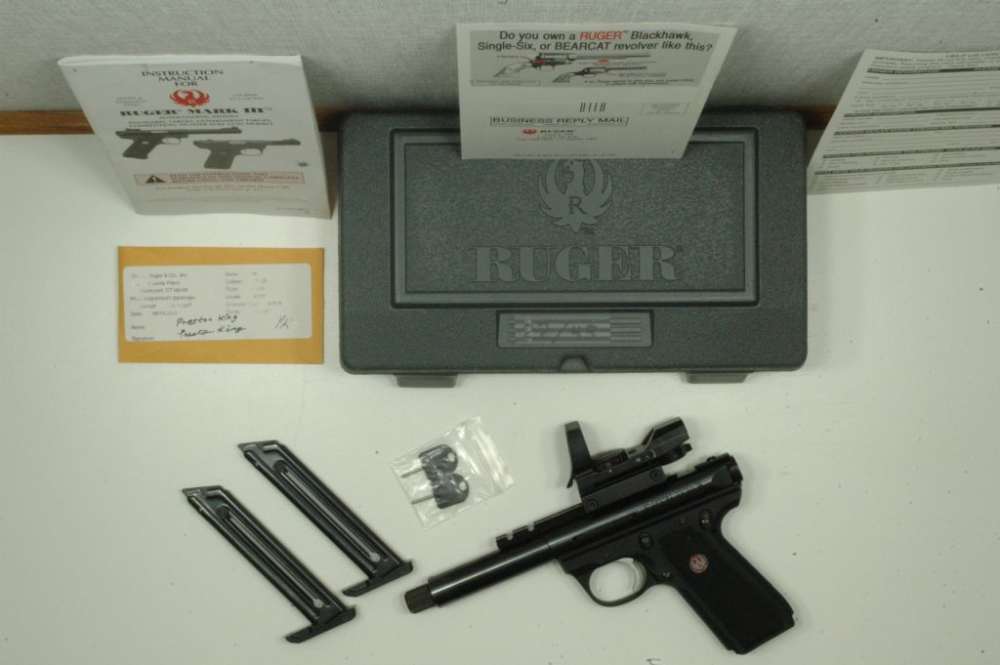 Ruger Mark III Target, .22 LR, Blued, Threaded Barrel, TruGlo, 2 Mags, 2008-img-0