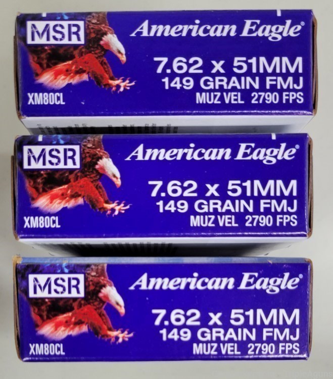 Federal American Eagle 762x51 149gr fmj lot of 60rds XM80CL-img-0