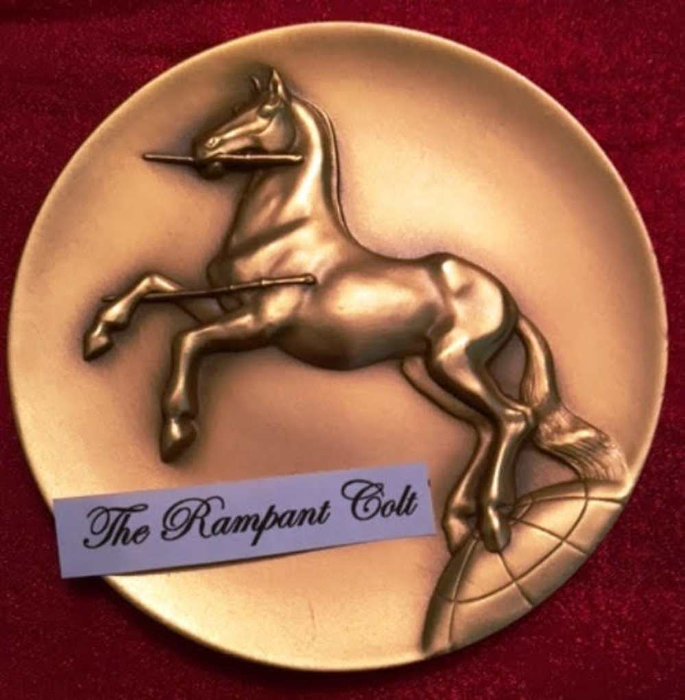 24Kkt Plated Rampant Colt Medal Included in the Winchester/Colt Set-img-0
