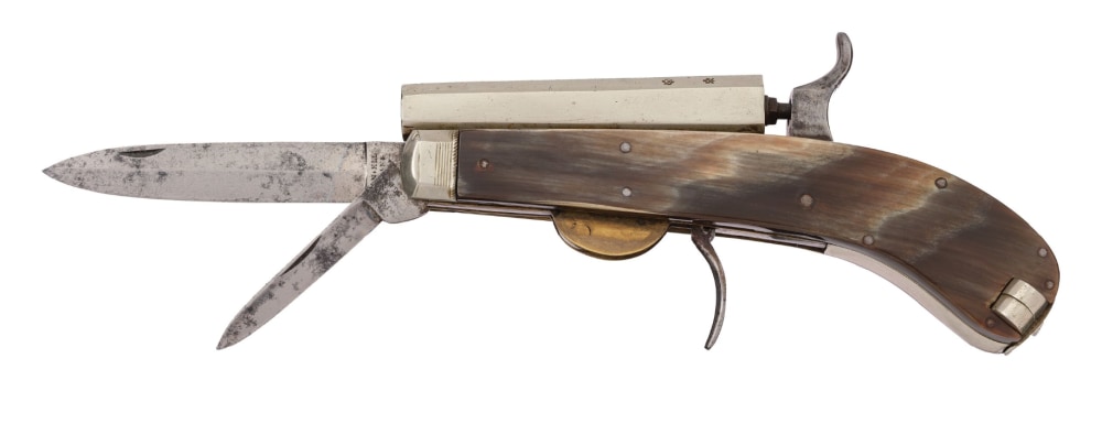 Fine Unwin & Rodgers Etched Blade "NON-XLL" Percussion Knife Pistol-img-0