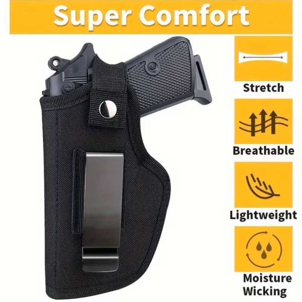 New Medium Pistol Holster * Black Nylon * Lightweight Carry * High Quality-img-0