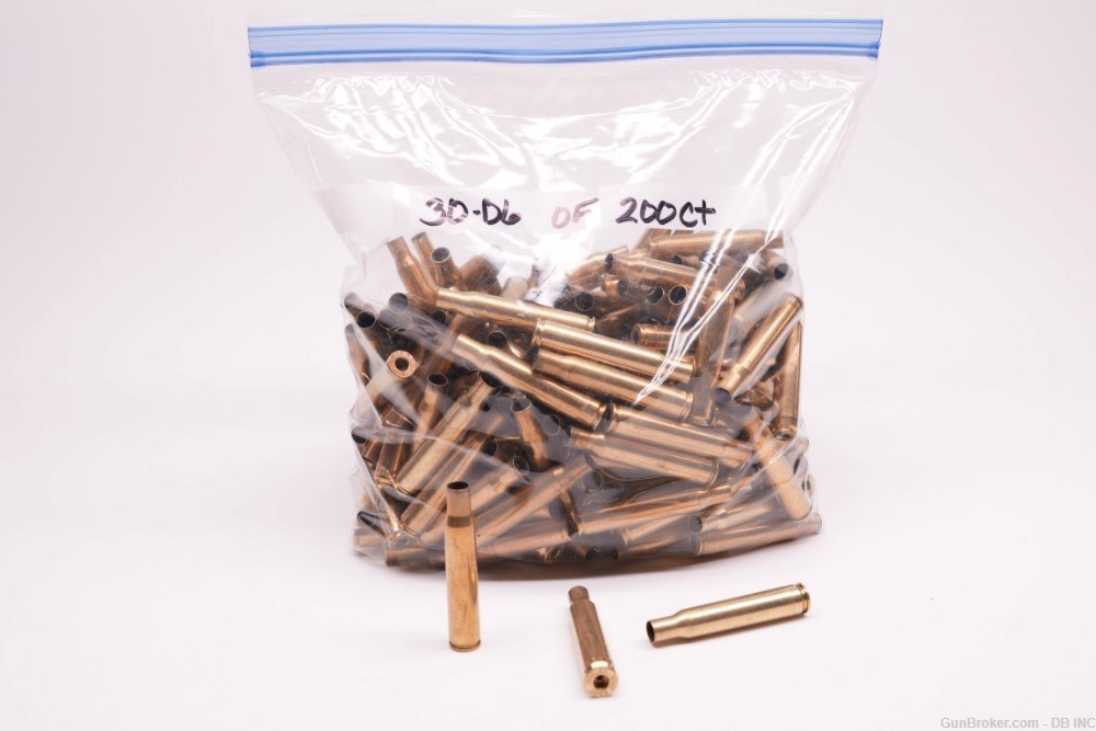 Once Fired De-Primed 30-06 brass 200 count-img-0