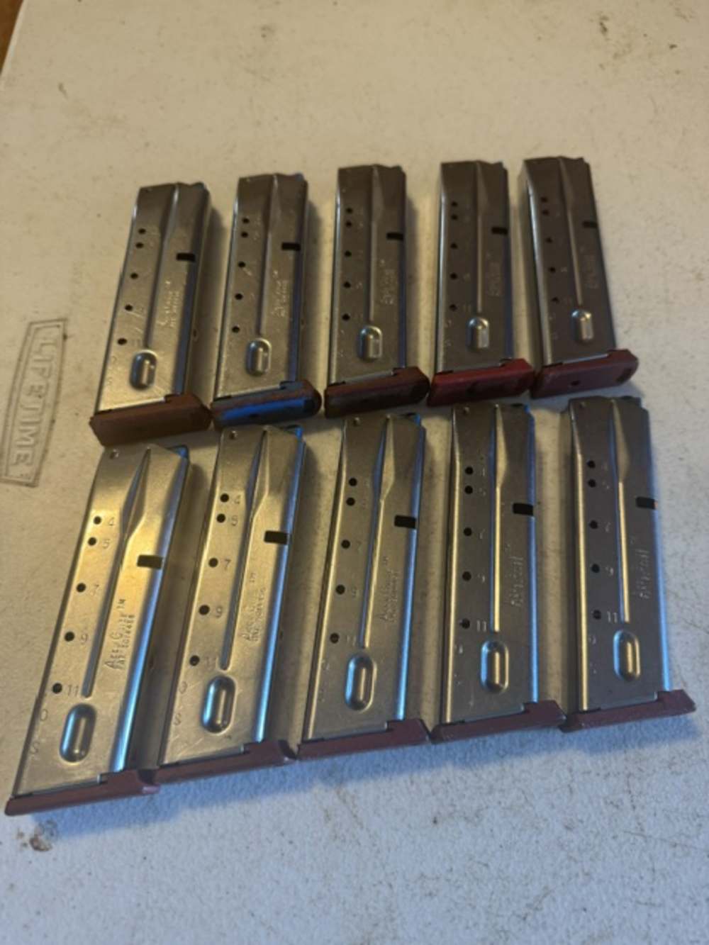 Lot of 10, S&W, 4006, 11 Round, 40S&W, Red Base, Magazines, Item P-636-img-0