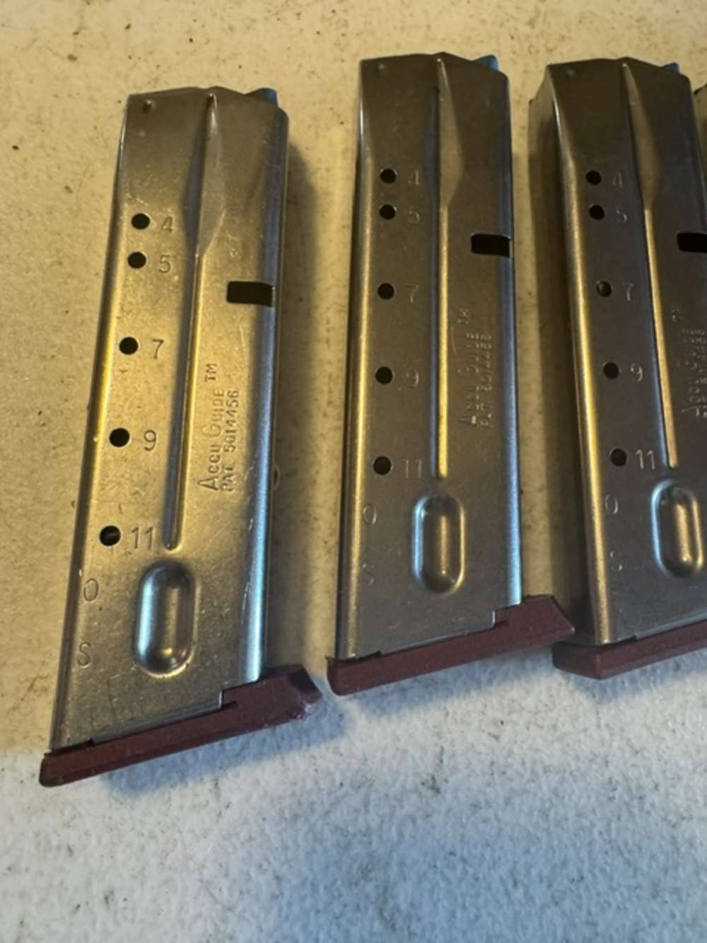 Lot of 5, S&W, 4006, 11 Round, 40S&W, Red Base, Magazines, Item P-637-img-1