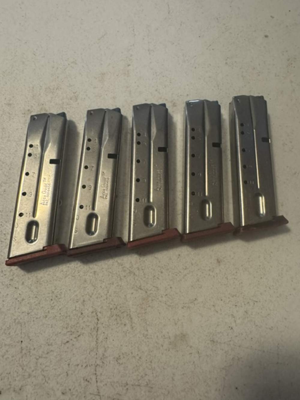 Lot of 5, S&W, 4006, 11 Round, 40S&W, Red Base, Magazines, Item P-638-img-0