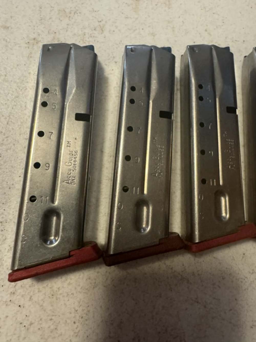 Lot of 5, S&W, 4006, 11 Round, 40S&W, Red Base, Magazines, Item P-638-img-1