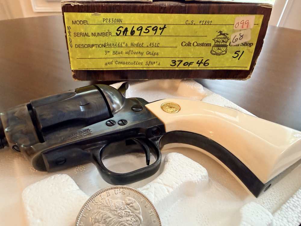 COLT CUSTOM SHOP SHERIFFS MODEL IN 45 LONG COLT - GENUINE IVORY GRIPS-img-2