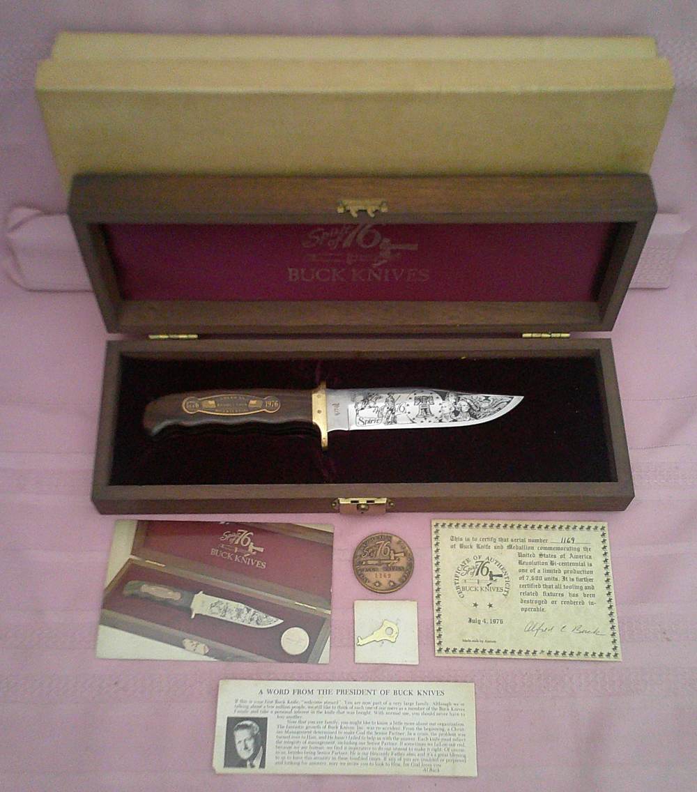 USA 1976 Buck Spirit of ’76 Commemorative Aurum Etched #1169 Complete set!-img-4