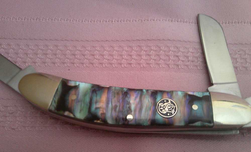 Rare Smith & Wesson  Cuttin Horse Abalone Handles 3 Blade Stockman Knife!-img-9