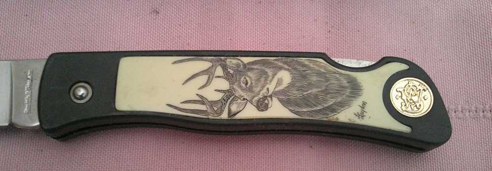 NIB Rare Smith & Wesson Pam Essex 1st Run SW320N DEER Scrimshaw Knife!-img-3