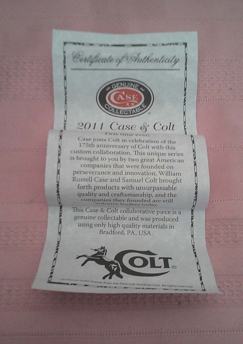 New Case XX Colt CA47474 175th Anniversary Trapper knife USA MFG 2011 Only!-img-16
