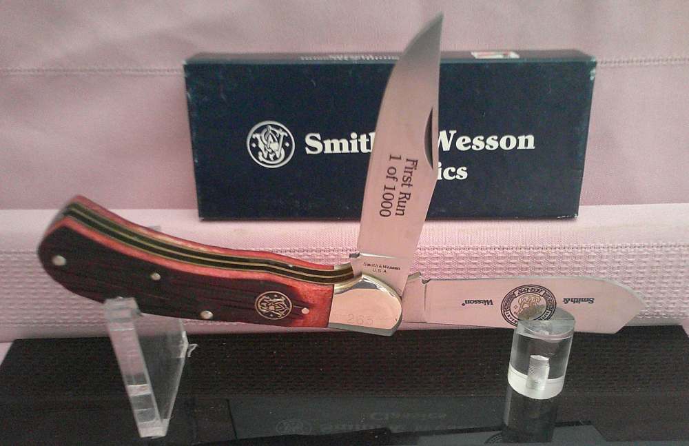 Rare NIB USA MFG Smith & Wesson SW703 Saddlehorn 145th Anniv 1st Run Knife!-img-3
