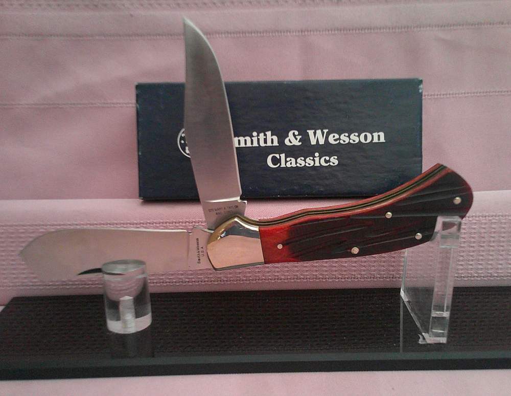 Rare NIB USA MFG Smith & Wesson SW703 Saddlehorn 145th Anniv 1st Run Knife!-img-5