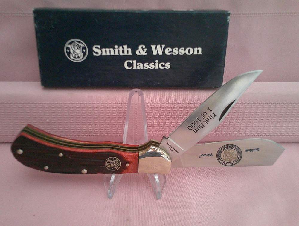Rare NIB USA MFG Smith & Wesson SW703 Saddlehorn 145th Anniv 1st Run Knife!-img-0