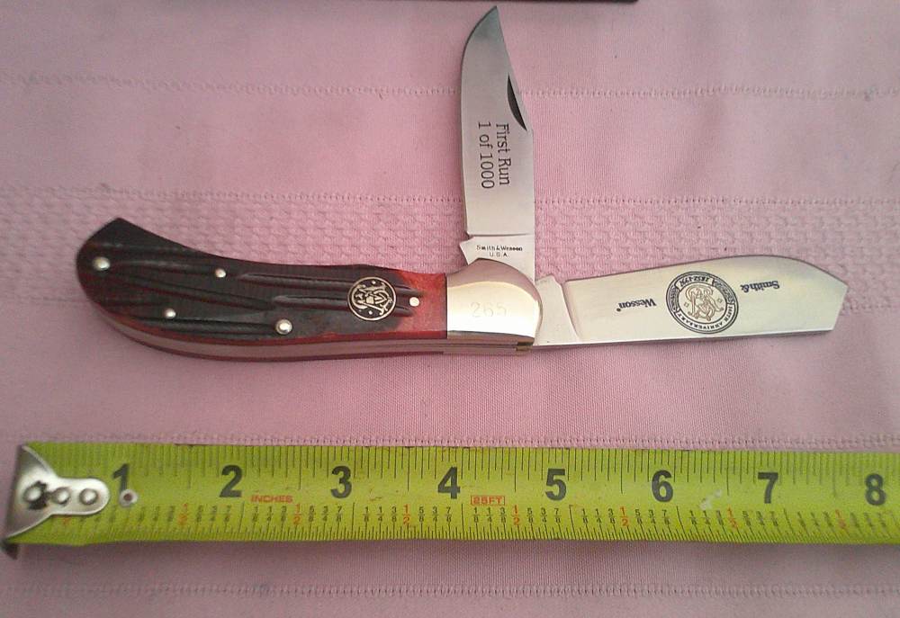 Rare NIB USA MFG Smith & Wesson SW703 Saddlehorn 145th Anniv 1st Run Knife!-img-6