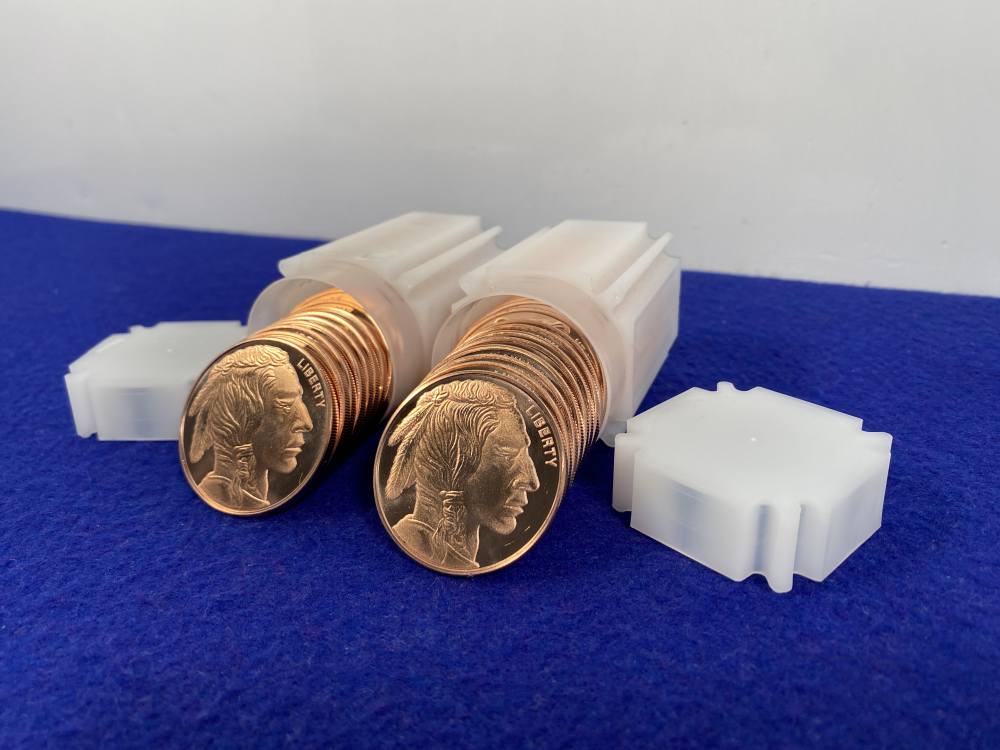 (40) Copper Buffalo Coins -Very Collectable-2 PURE COPPER Full Tubes *40 Oz-img-0