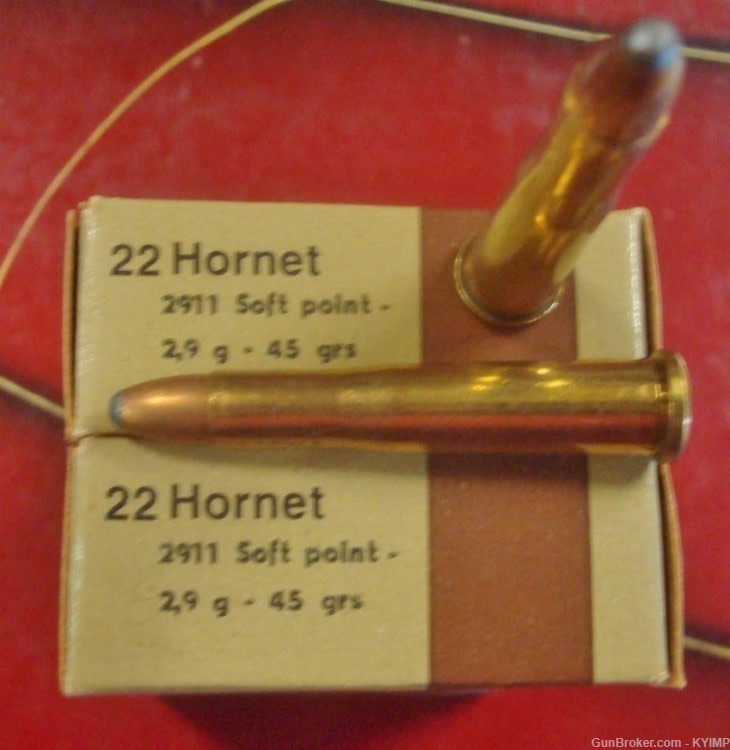 40 Sellier & Bellot 22 Hornet 45 gr JSP Factory NEW BRASS cased ammo -img-2