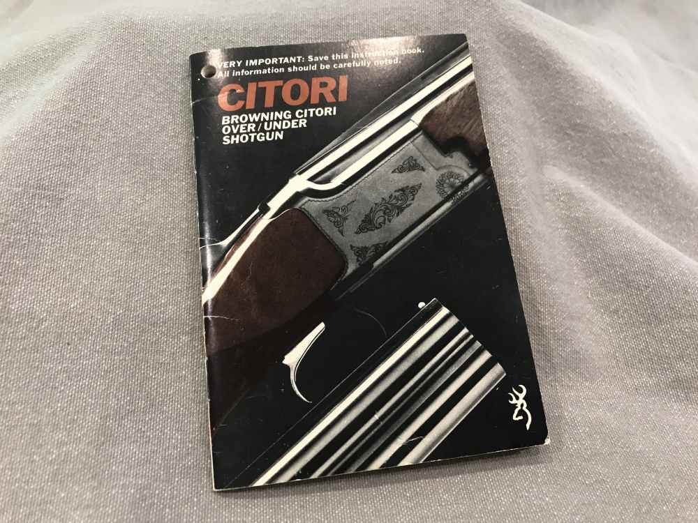 Browning Citori 12 20 Gauge Instruction Manual 1970-80's Excellent-img-0