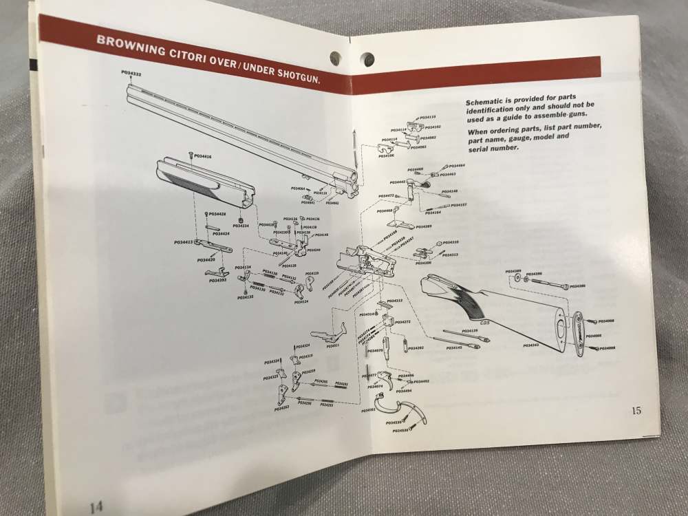 Browning Citori 12 20 Gauge Instruction Manual 1970-80's Excellent-img-2